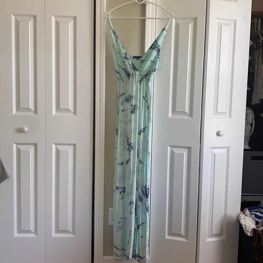 Tie dye rayon slit maxi beach dress